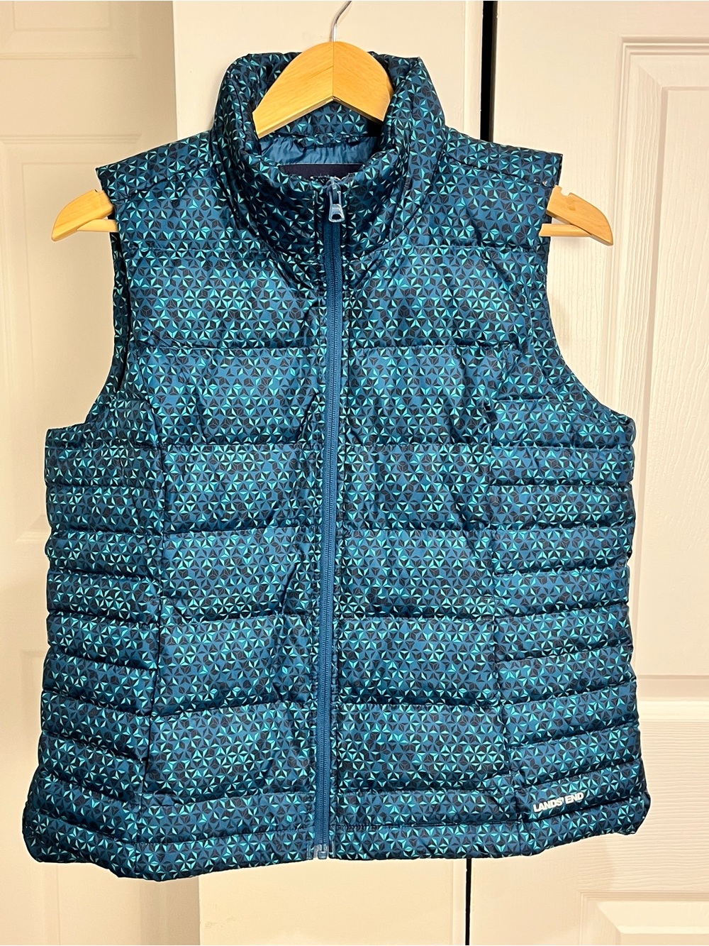 Lands End Women’s Puffer Vest-Medium Petite-Teal-EUC